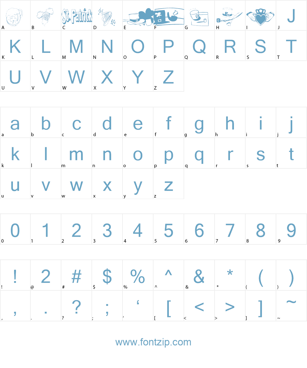 KR Irish Kat 5 Font Character